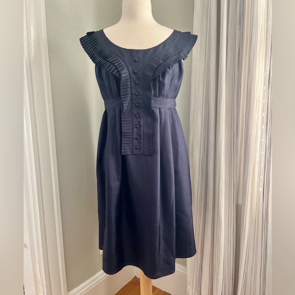 NWT Susan Monaco Navy Blue Silk Dress